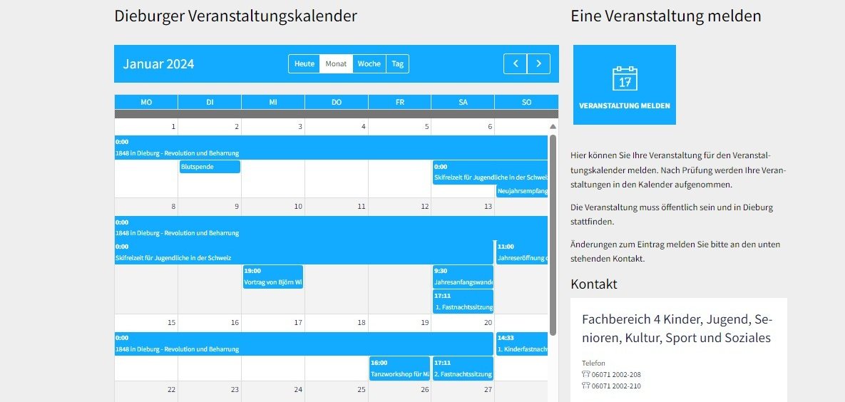 der Veranstaltungskalender